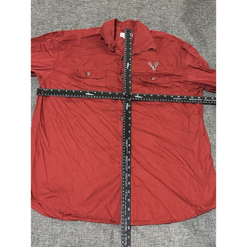 Magellan Outdoors Men's XL Red‎ Chamois Deer Embroidered Long Sleeve Shirt - Picture 2 of 7